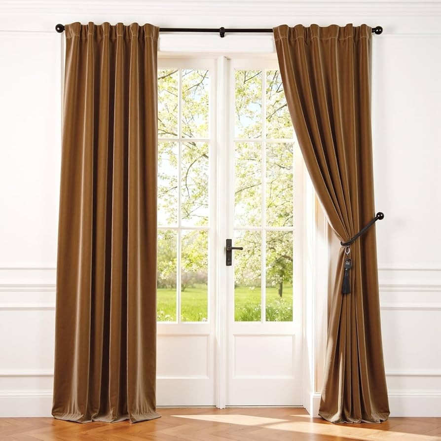 Lazzzy Velvet Blackout Curtains Thermal Insulated Room Window Drapes Super Soft Luxury Curtains f... | Amazon (US)