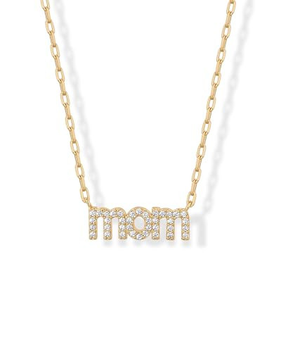 PAVOI 14K Yellow Gold Plated Mom Necklace for Women - Cubic Zirconia Mama Necklace Gold Jewelry Gift for Mothers Day - Trendy Pendant New Mom Jewelry | Amazon (US)