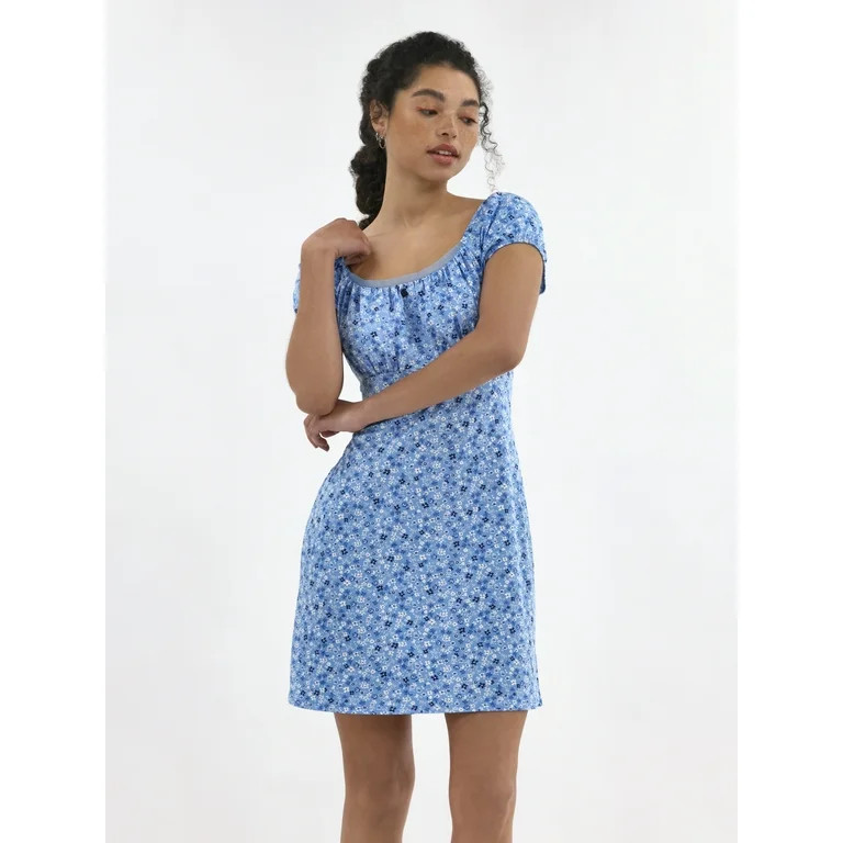 No Boundaries Puff Sleeve Mini Dress, Women's | Walmart (US)