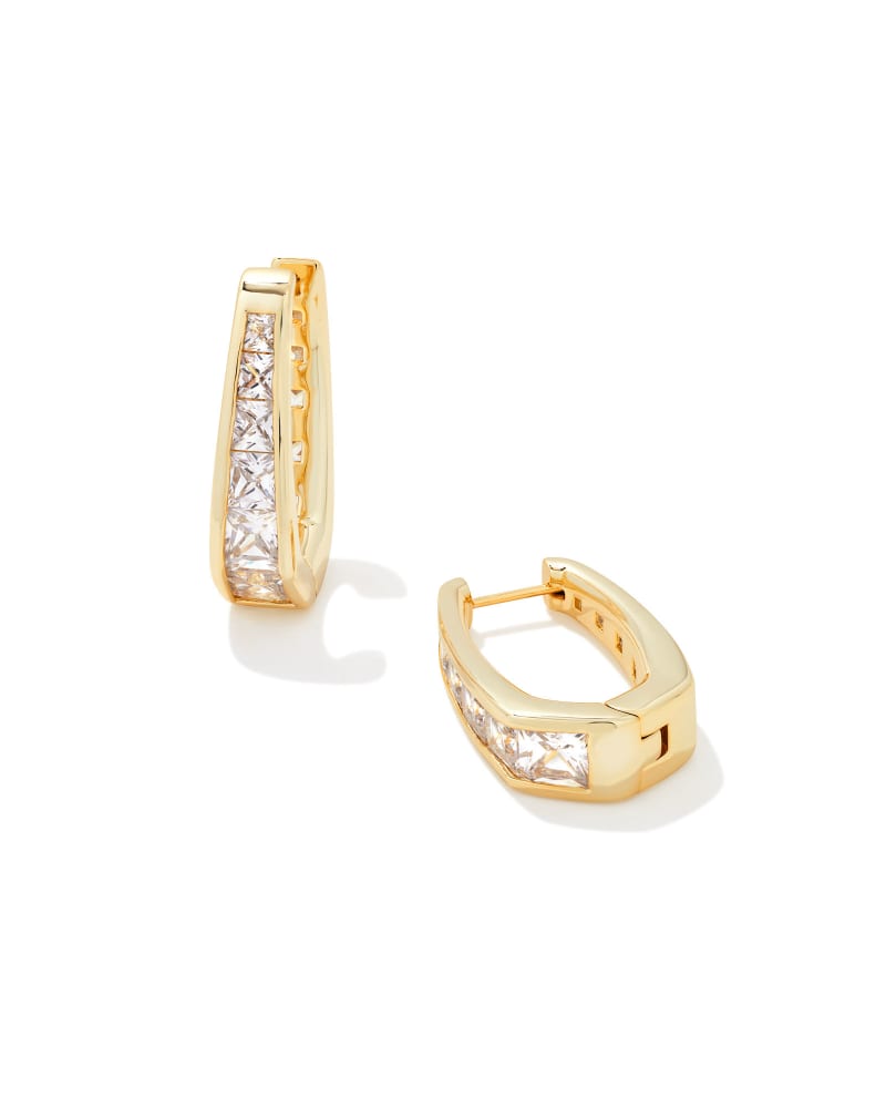 Parker Gold Hoop Earrings in White Crystal | Kendra Scott