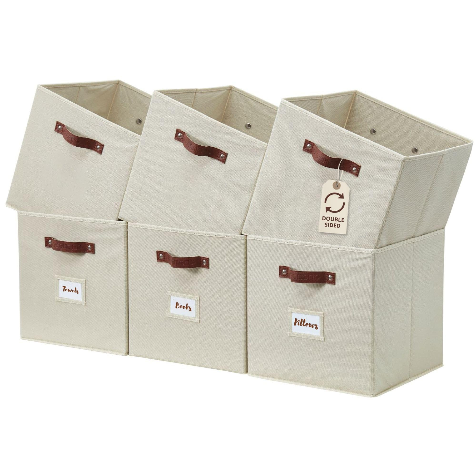 DECOMOMO Storage Cubes, 13x13x13 Storage Cube Bins with Labels, Fabric Organizer Bins (13" / 6pcs... | Amazon (US)