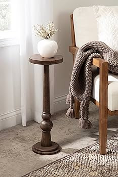 Kate and Laurel Wegner Traditional Wooden Round Drink Table, 8 x 23, Rich Brown, Elegant and Dura... | Amazon (US)