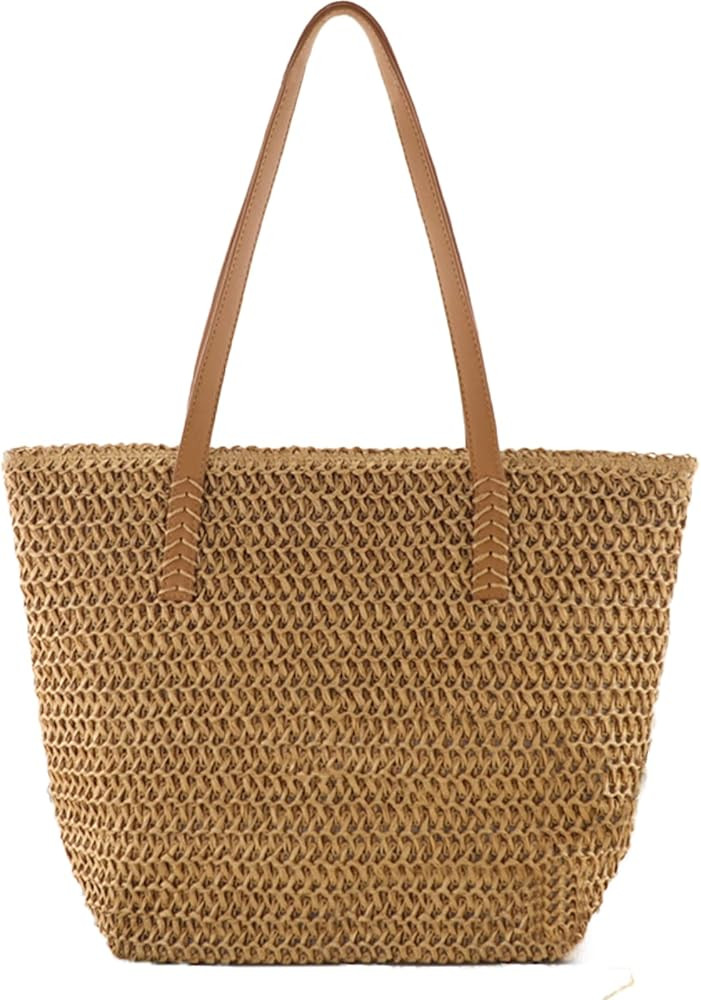 Crbeqabe Straw Beach Tote Bag for Women Large Woven Shoulder Handbag Straw Bag for Summer Beach V... | Amazon (US)