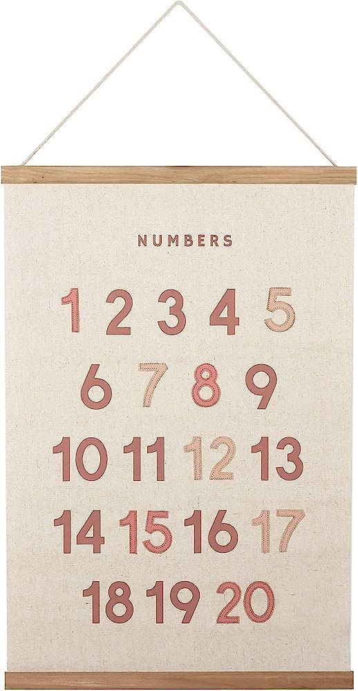 Bon et Beau 16×24 Inch Embroidered Numbers Poster Framed with Wood Hanger - Dusty Pink Wall Deco... | Amazon (US)