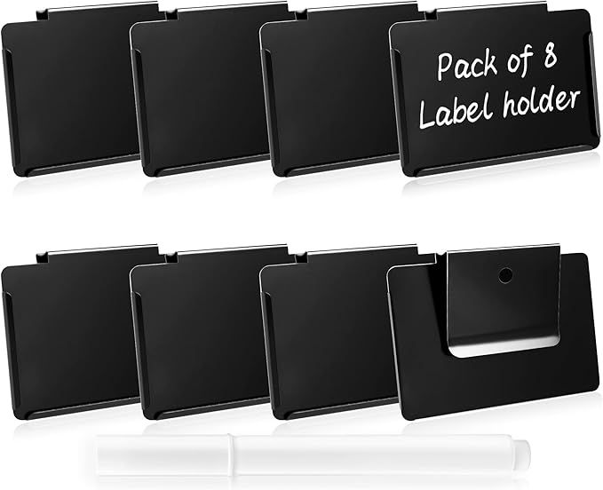 Metal Basket Bin Labels Clip on 8 Black Label Holders for Basket or Storage Bins Removable Metal ... | Amazon (US)