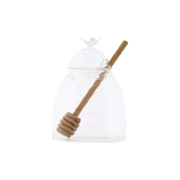 Creative Co-Op Clear Honey Pot with Lid & Bamboo Dipper (Set of 2 Pieces) | Walmart (US)