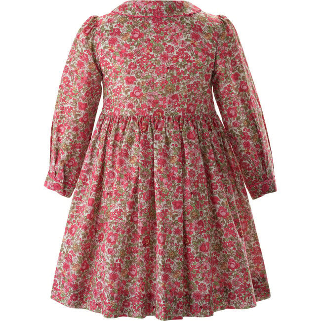 Petal Blossom Print Embroidered Button-Front Smocked Dress, Pink | Maisonette