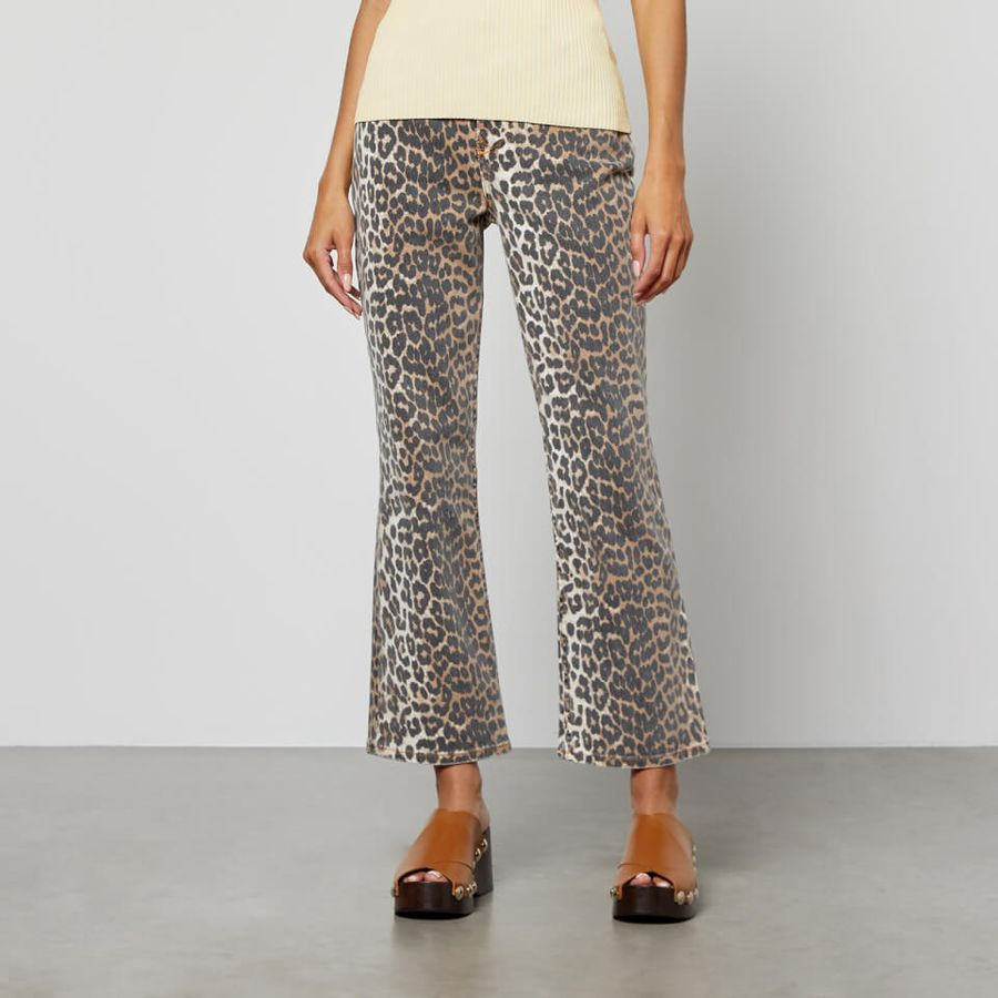 Ganni Leopard Denim Cotton-Blend Jeans | Coggles (Global)
