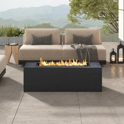 ModernLuxe Outdoor Rectangular Propane Fire Pit, 40,000 BTU MGO Patio Fireplace, Stainless Steel Burner, Free Lava Rocks & Waterproof Cover, Black | Target