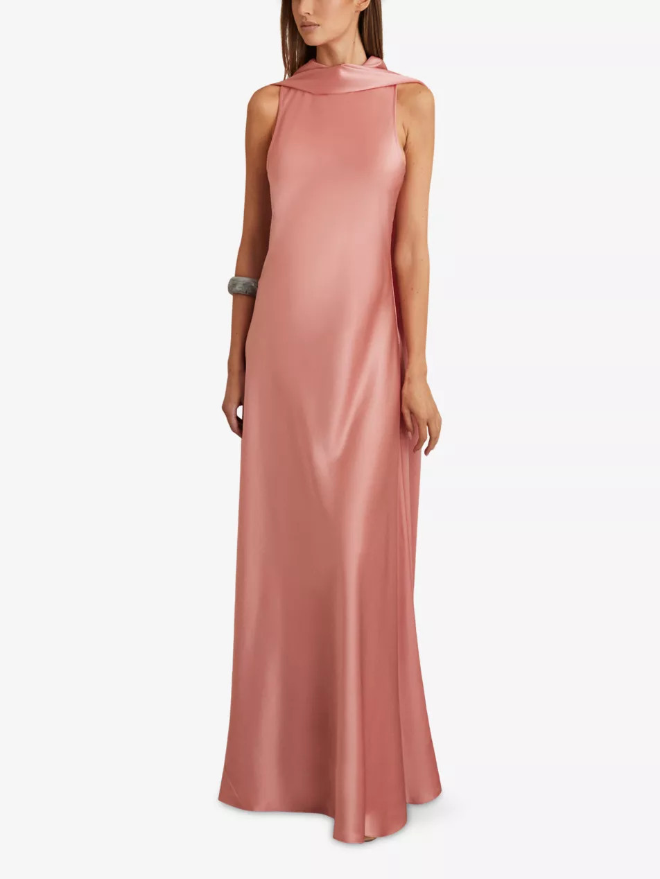 Cape-Back Cowl-Neck Satin Maxi Dress | Selfridges