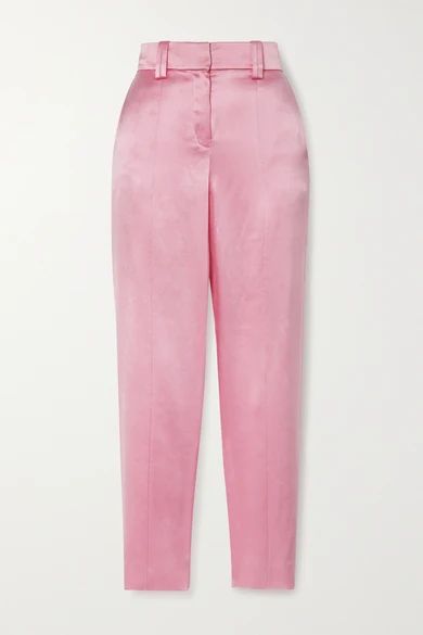 Balmain - Silk-satin Straight-leg Pants - Pastel pink | NET-A-PORTER (US)