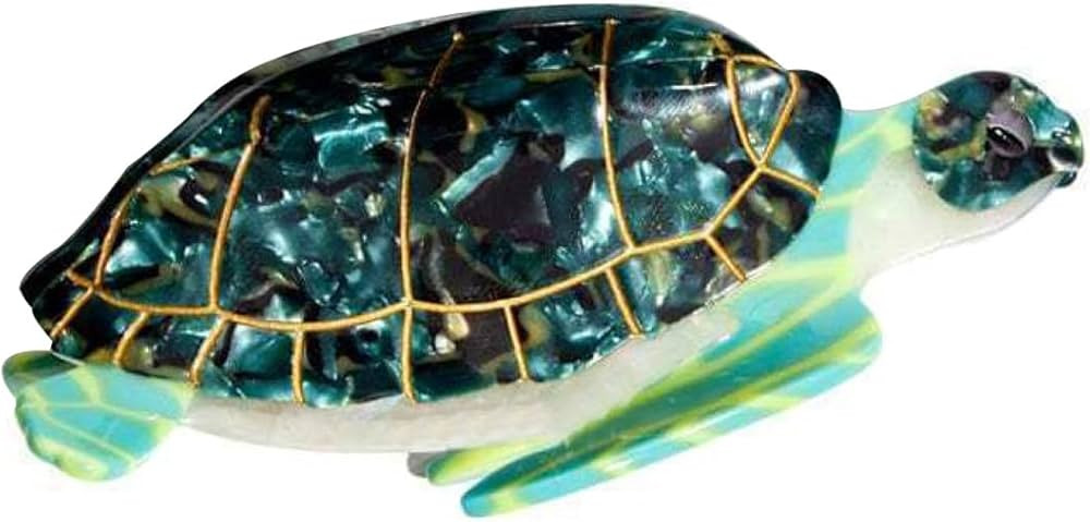 Novelty Green Sea Turtle Hair Clip,Acetate Hair Claw,Big Hair Clips for Women | Amazon (US)