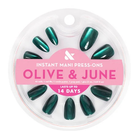 Olive & June Instant Mani Medium Almond Press-On Nails, Emerald Velvet, 42 Pieces | Walmart (US)