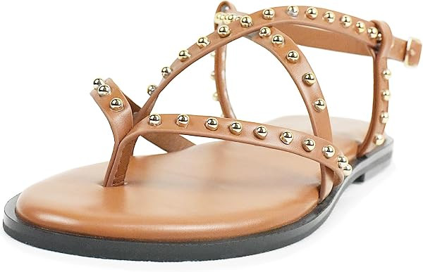 Women's Sparkling Rhinestone Gladiator Flat Sandals Strappy Casual | Amazon (US)