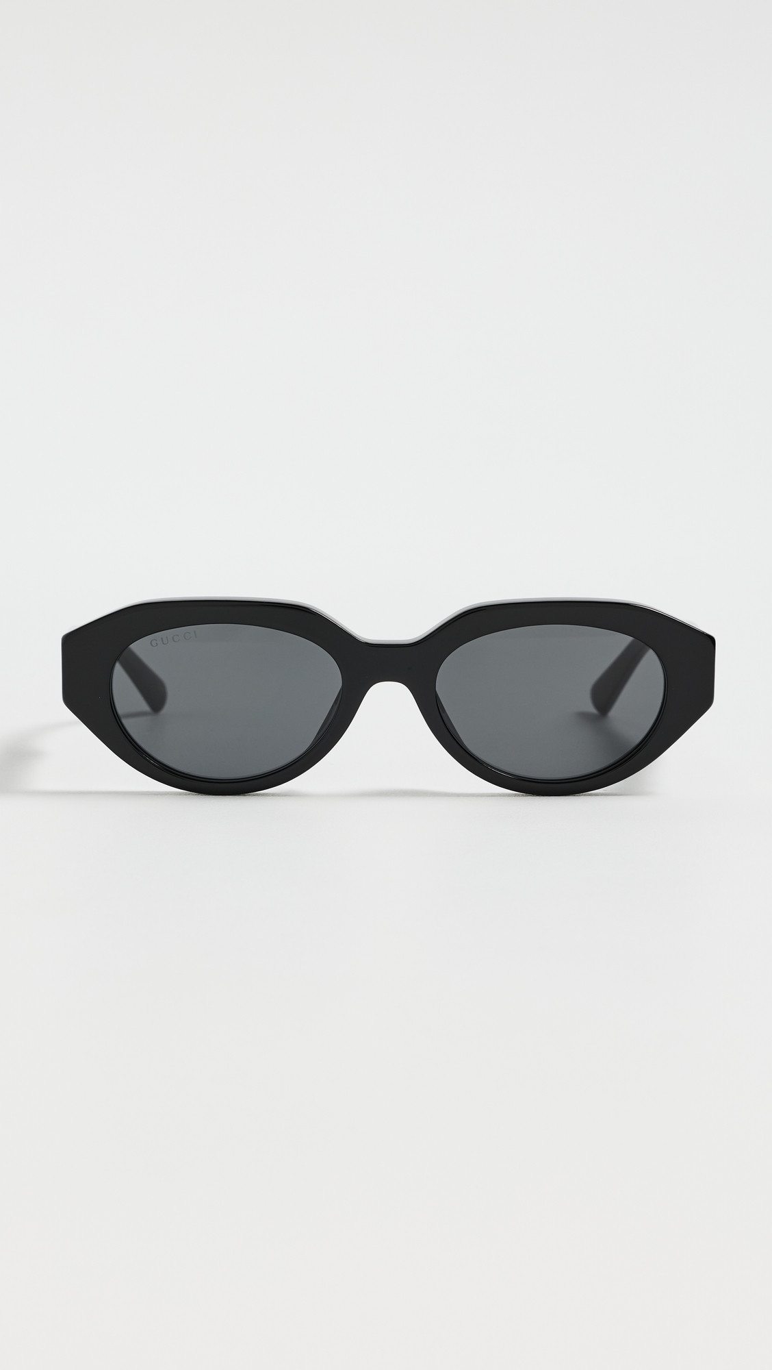 Gucci Oval Sunglasses Black-Black-Grey One Size | Shopbop