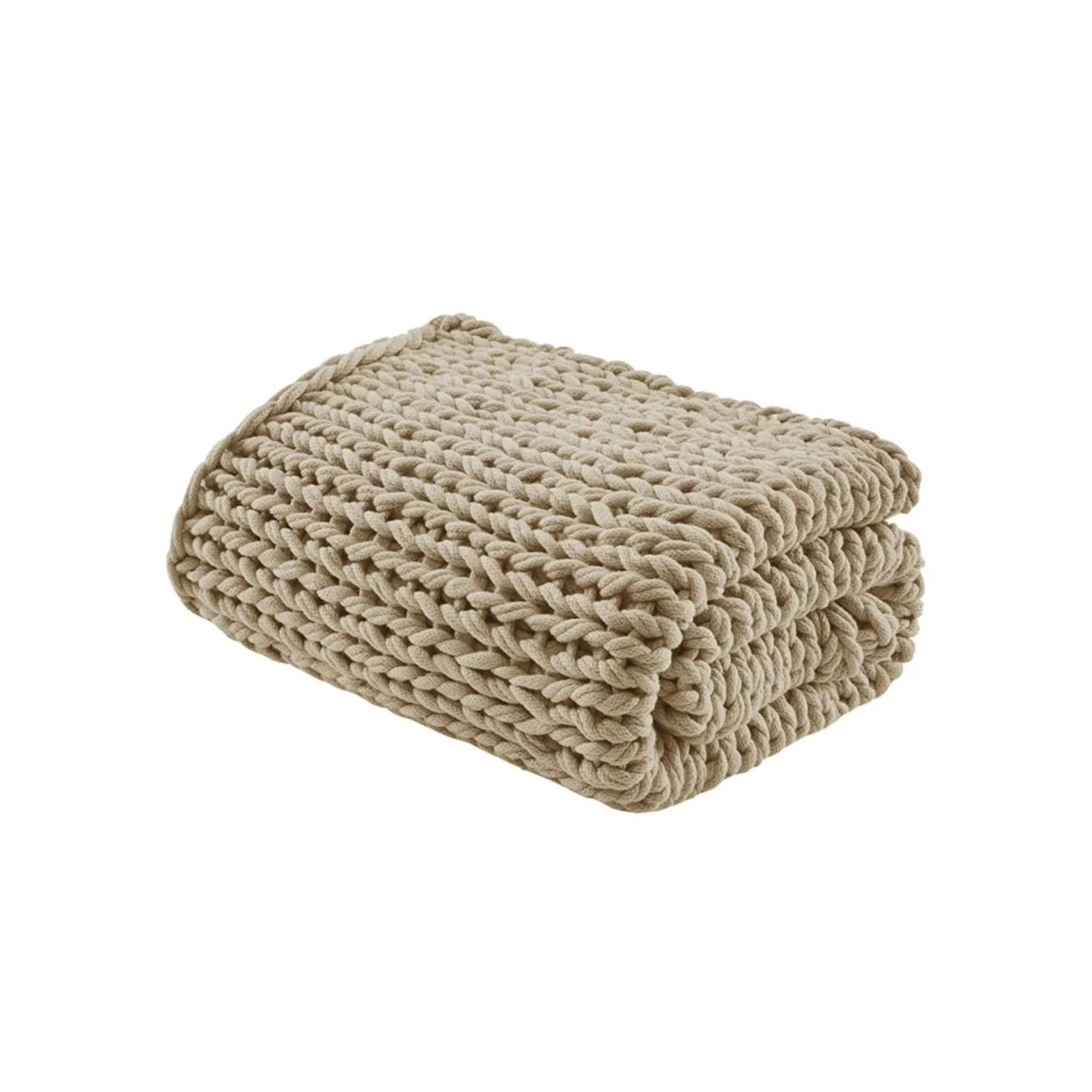 Madison Park Acrylic Chunky Double Knit Throw with Tan Finish MP50-8116 | Walmart (US)