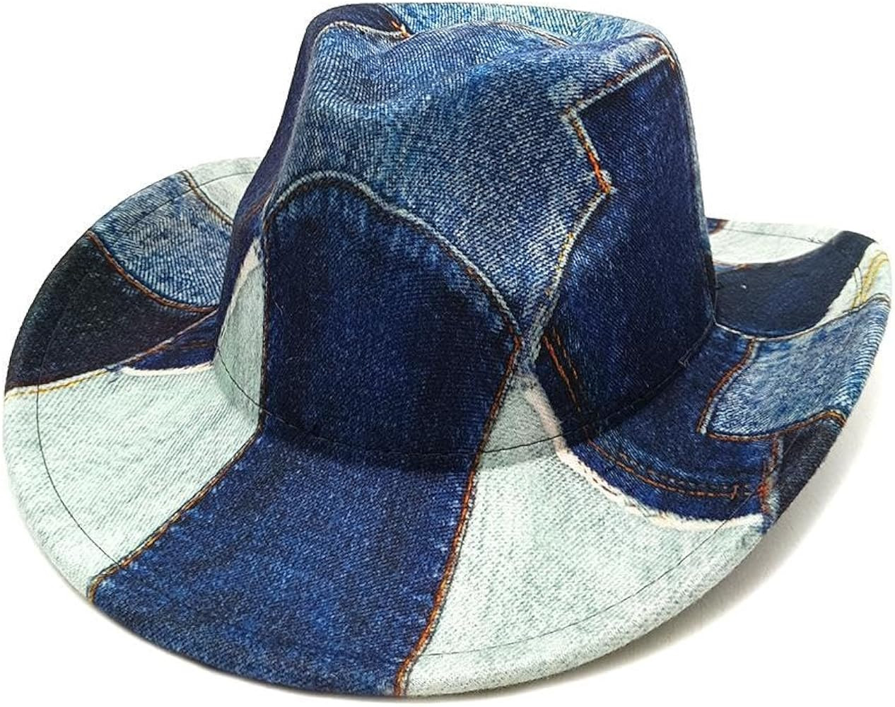 Cowboy Hat for Women Western Cowgirl Hats Women Blue Felt Wide Brim Cosplay Cowboy Hat | Amazon (US)