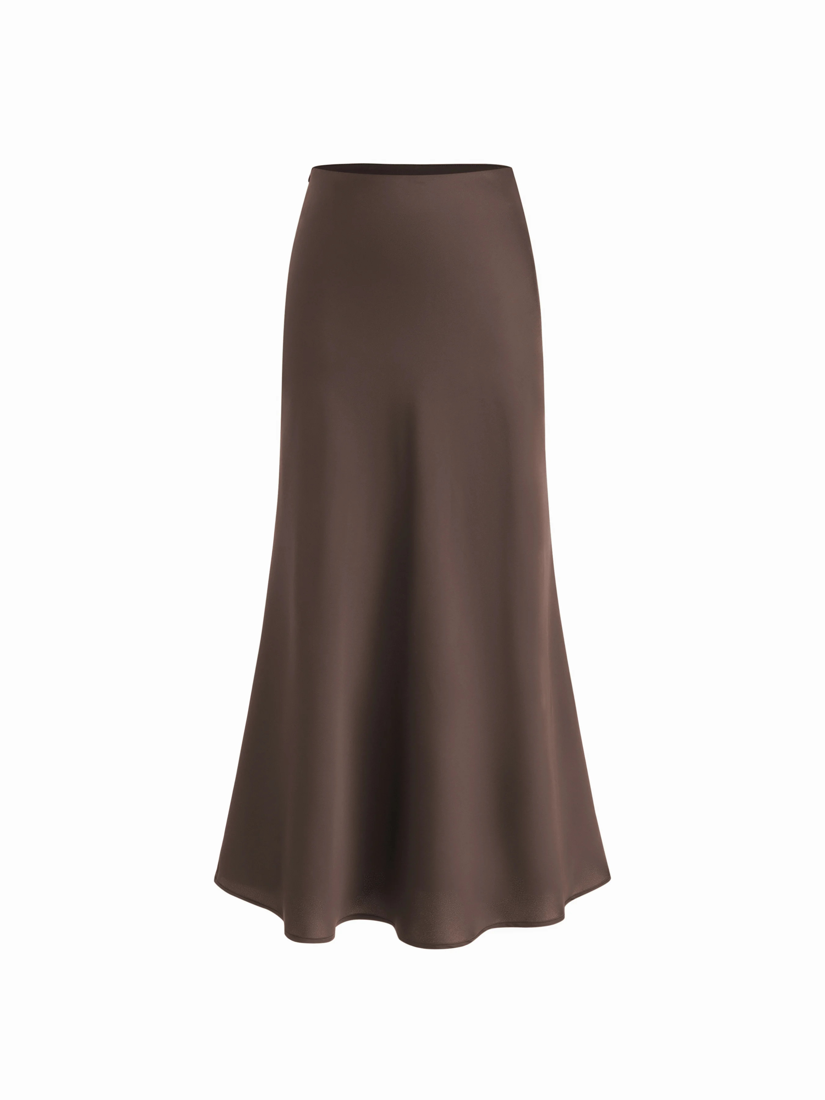 Satin Satin Mid Rise Ruffle Maxi Skirt For Daily Casual | Cider