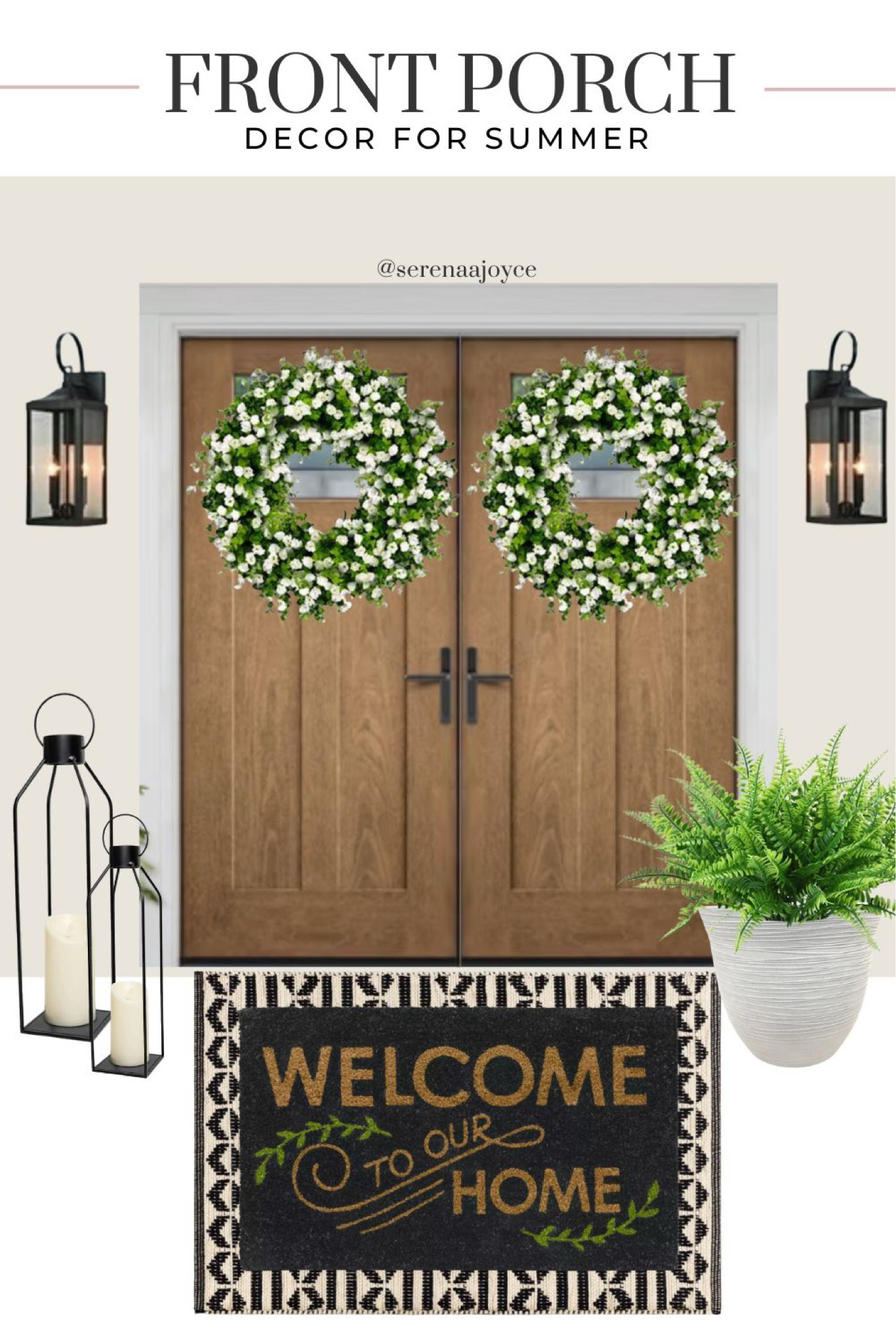 Gorgeous front porch decor inspiration from Walmart and target!

Summer porch decor, front porch decor, patio decor, door mat, welcome mat, Walmart home decor, black lanterns, front door wreath, target home decor, target style, outdoor decorating idea, outdoor decor 

#LTKHome #LTKSaleAlert #LTKSeasonal