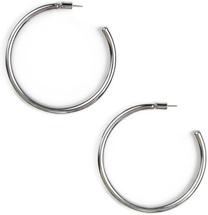 Bestow Lightweight Hypoallergenic Tarnish Proof Large Silver Hoop Earrings for Women - Classic Je... | Amazon (US)