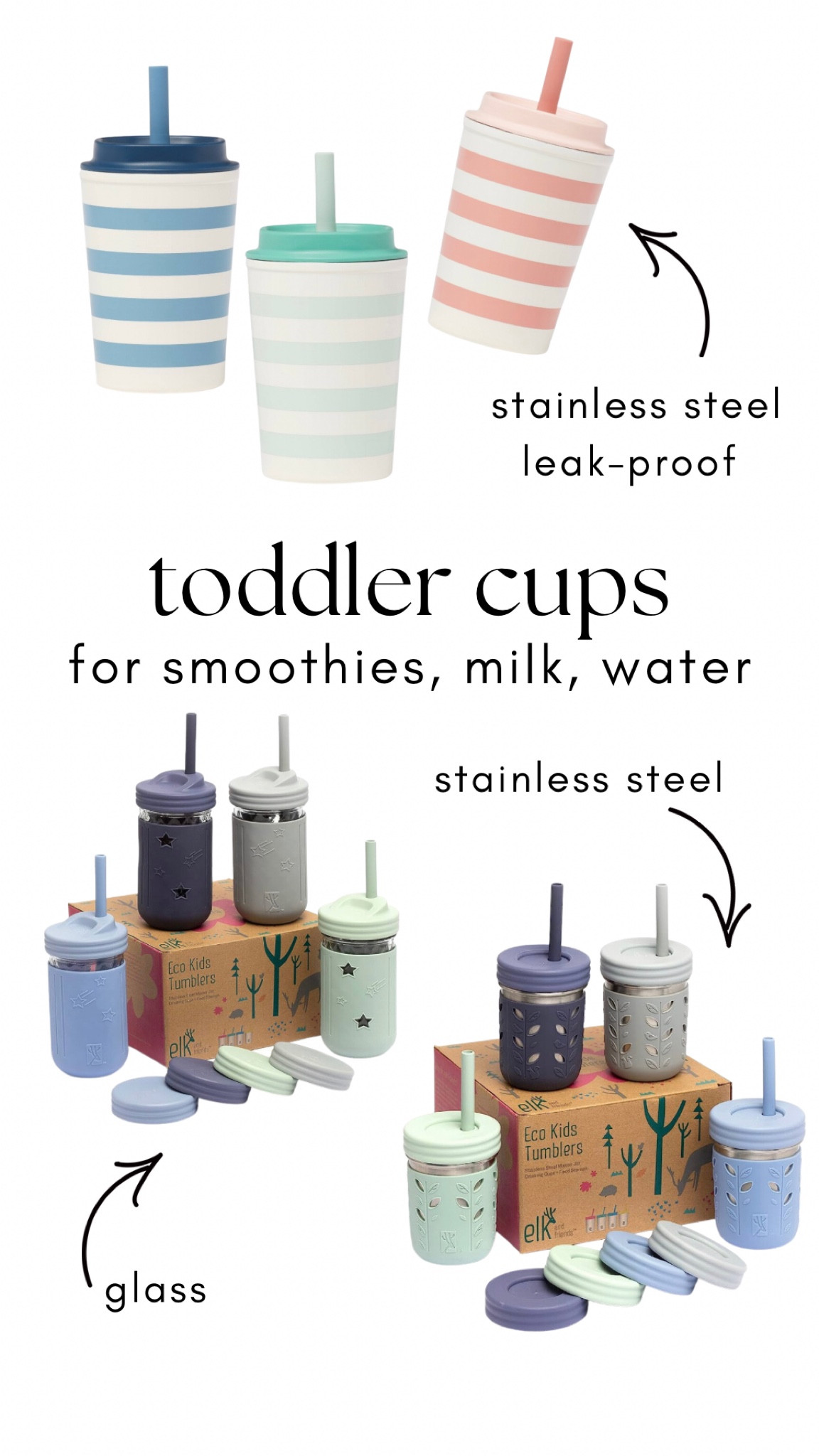 Smoothie, Milk, Water Straw Cups for Toddlers! 
Stainless Steel and/or Glass Options


#LTKFind #LTKBacktoSchool #LTKkids