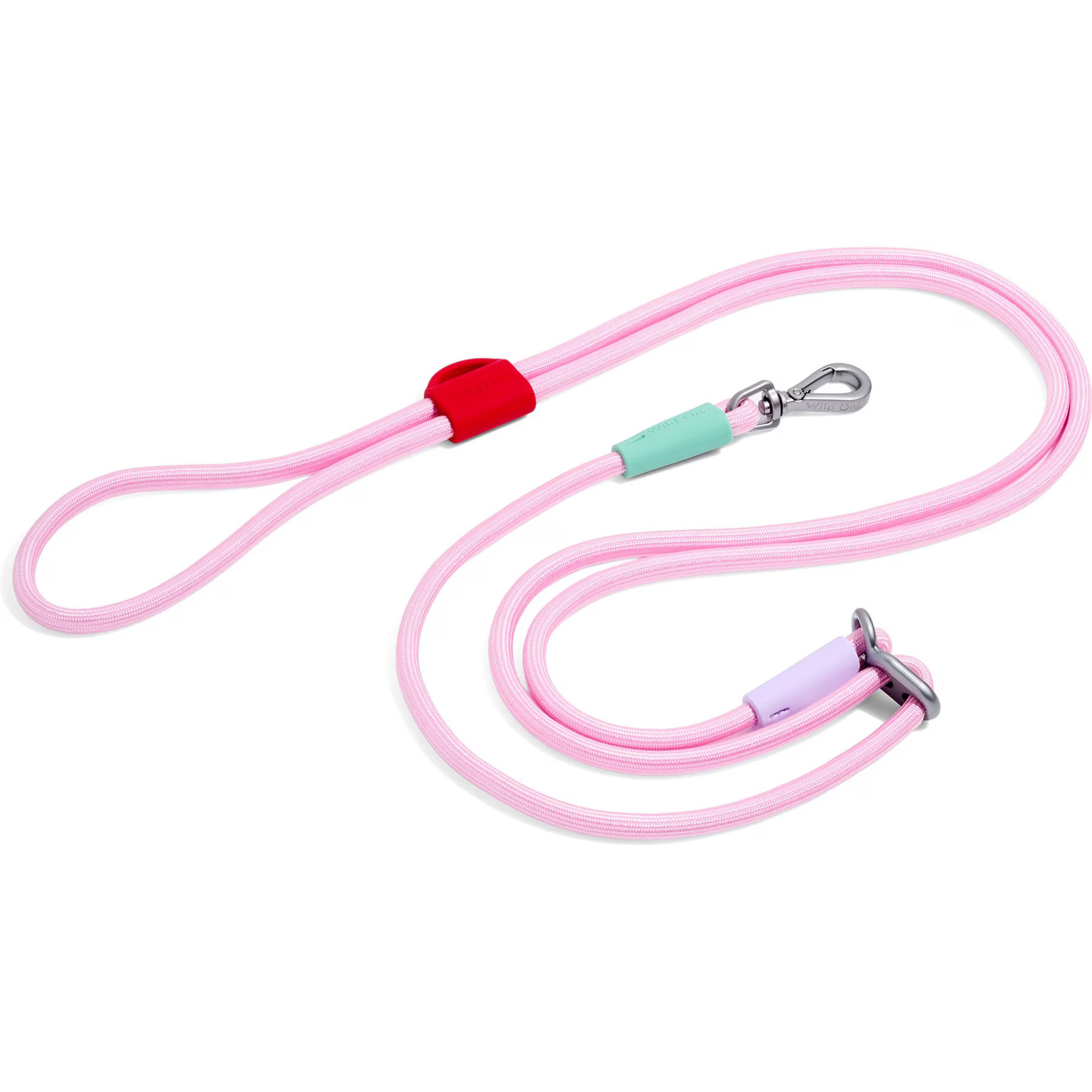 Wild One Hands-Free Adjustable Rope Dog Leash, Standard: 4 1/3 to 8 1/2-ft long, 1/2-in wide, Bubblegum Pink | Chewy