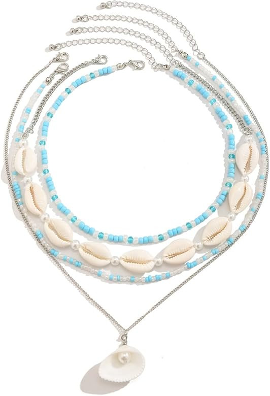 COLORFUL BLING Natural Shell Necklace Bracelet Anklet Set Handmade Seashell Turtle Starfish Adjus... | Amazon (US)