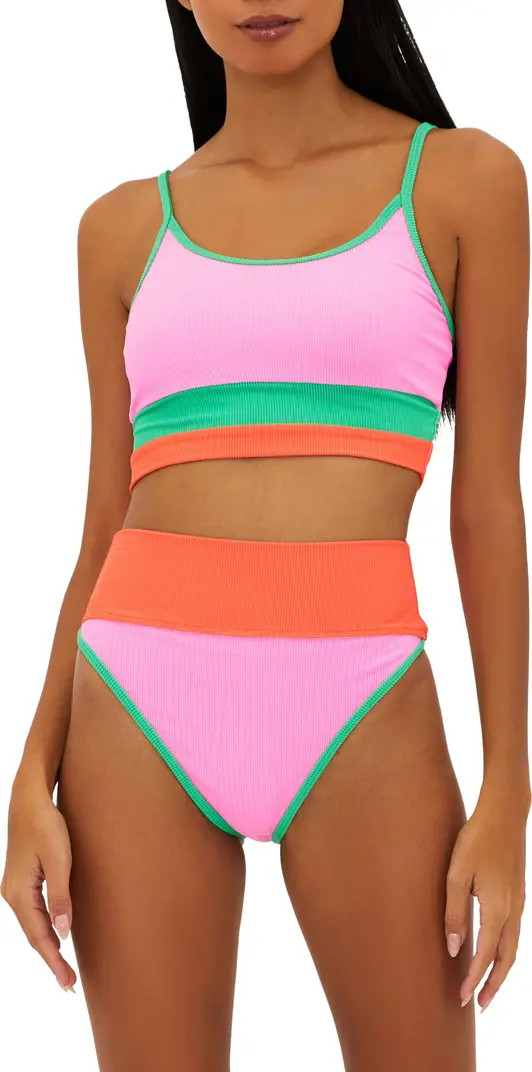Beach Riot Emmy Colorblock High Waist Bikini Bottoms | Nordstrom | Nordstrom