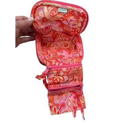 Vera Bradley Jewelry Case Pink/Orange Floral cotton Multi Pocket | eBay US