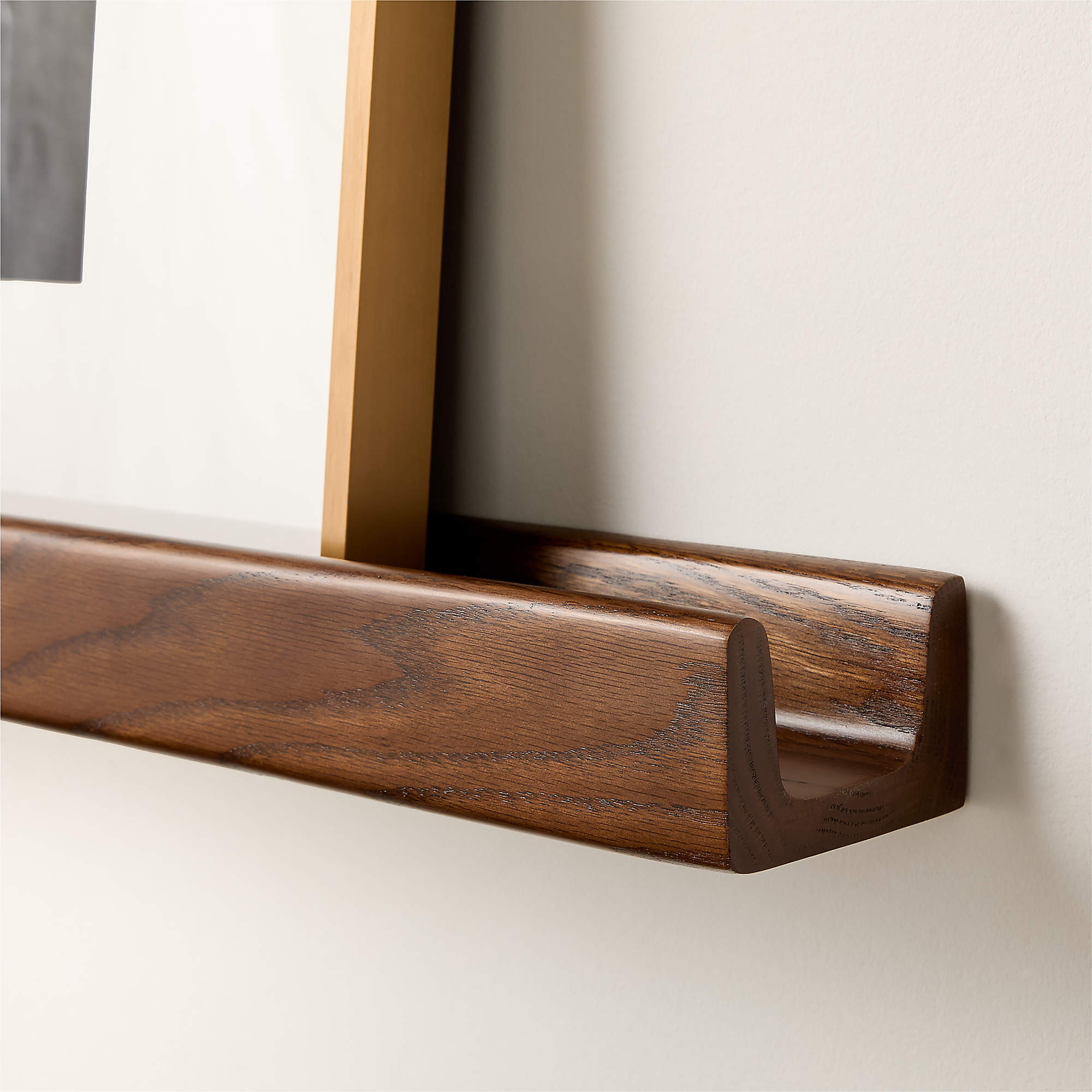 Calo Wood Picture Wall Shelf with Rail 36" + Reviews | CB2 | CB2