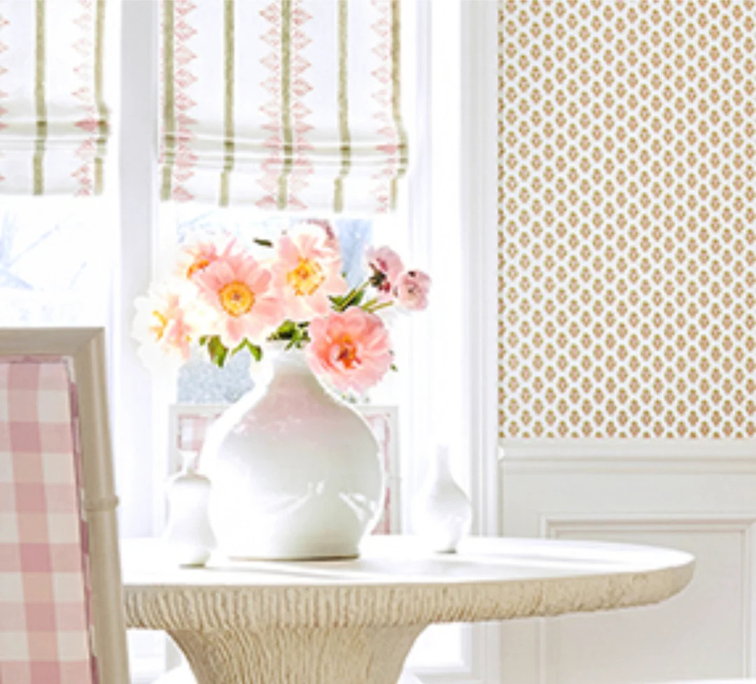 Thibaut Fern Stripe Roman Shade Custom Sizes All Colors Linen Blush Fabric Shade Curtains Trim St... | Etsy (US)