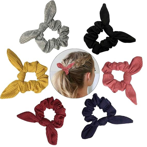 Hair Ties Scrunchies Elastics Soft Bow Knotted Rubber Bands Cotton Hair Scrunchy Bobbles Ponytail... | Amazon (US)