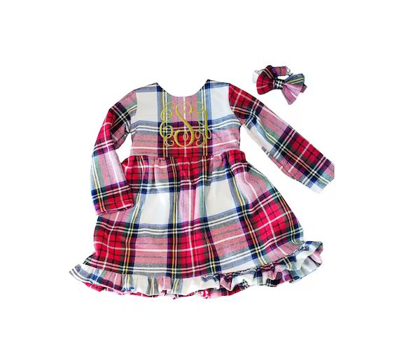 Tartan Plaid Christmas Dress Embroidered Dress Toddler | Etsy | Etsy (US)