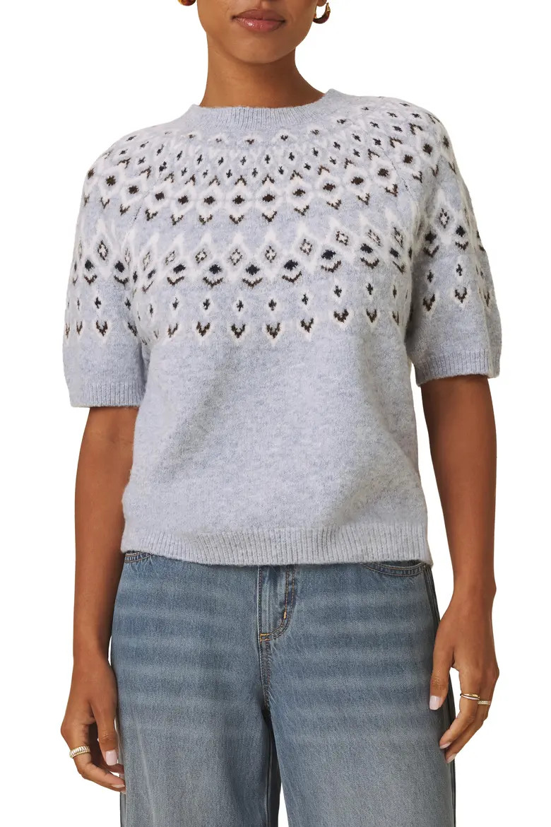 Fair Isle Short Sleeve Sweater (Women) | Nordstrom | Nordstrom