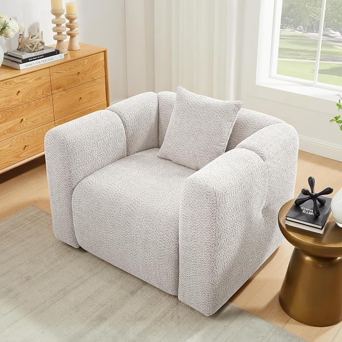 VANOMi 42" Width Accent Chair for Living Room, Modern Lounge Chair with Pillow, Comfy Upholstered... | Amazon (US)