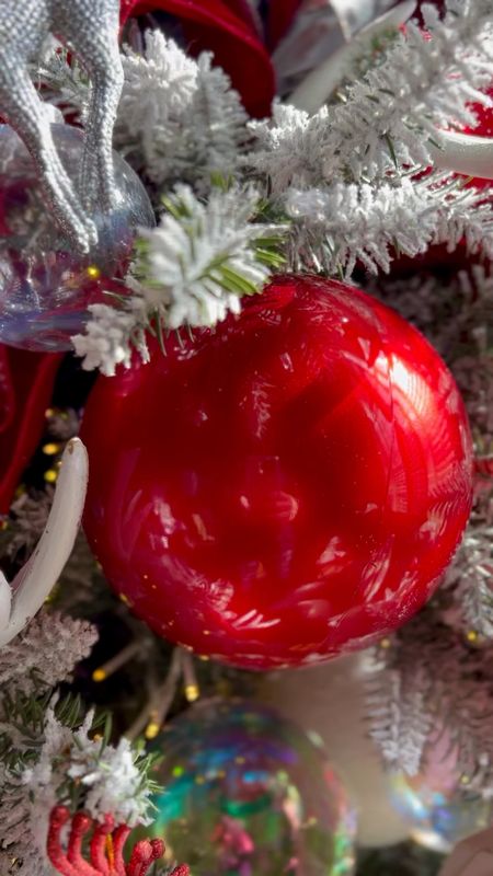 Beautiful 6” red ball ornaments in candy apple finish.  I used about 24 or more on my Reindeer Forest tree.  These are my very favorite ornaments of all time!

#LTKhome #LTKHoliday #LTKSeasonal