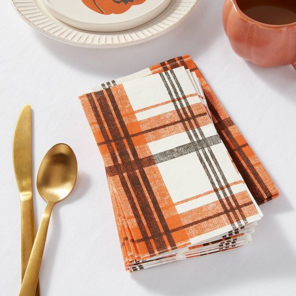 16ct Paper Plaid Disposable Guest Towels - Threshold™ | Target