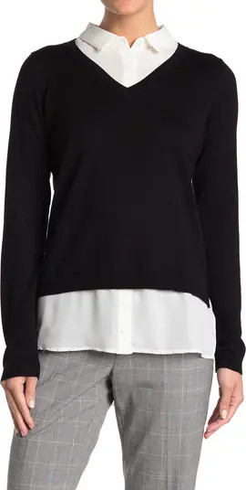 V-Neck Twofer Sweater | Nordstrom Rack