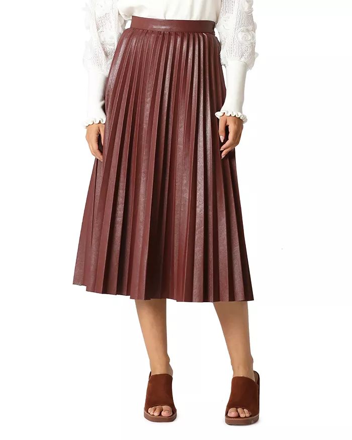 Gracia Faux Leather Pleated Midi Skirt | Bloomingdale's (US)
