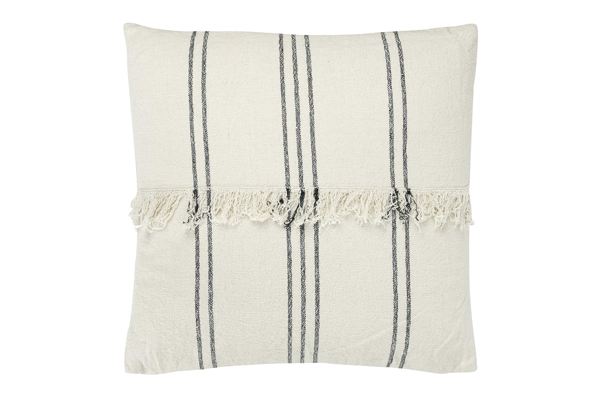 Creative Co-Op Square Striped Cotton Mudcloth Fringe Center Pillow, Navy | Amazon (US)