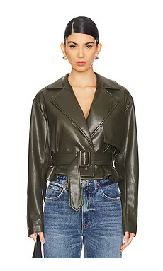 House of Harlow 1960 Liv Faux Leather Jacket in Olive Green from Revolve.com | Revolve Clothing (Global)