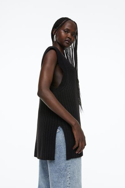 Oversized Rib-knit Sweater Vest | H&M (US + CA)