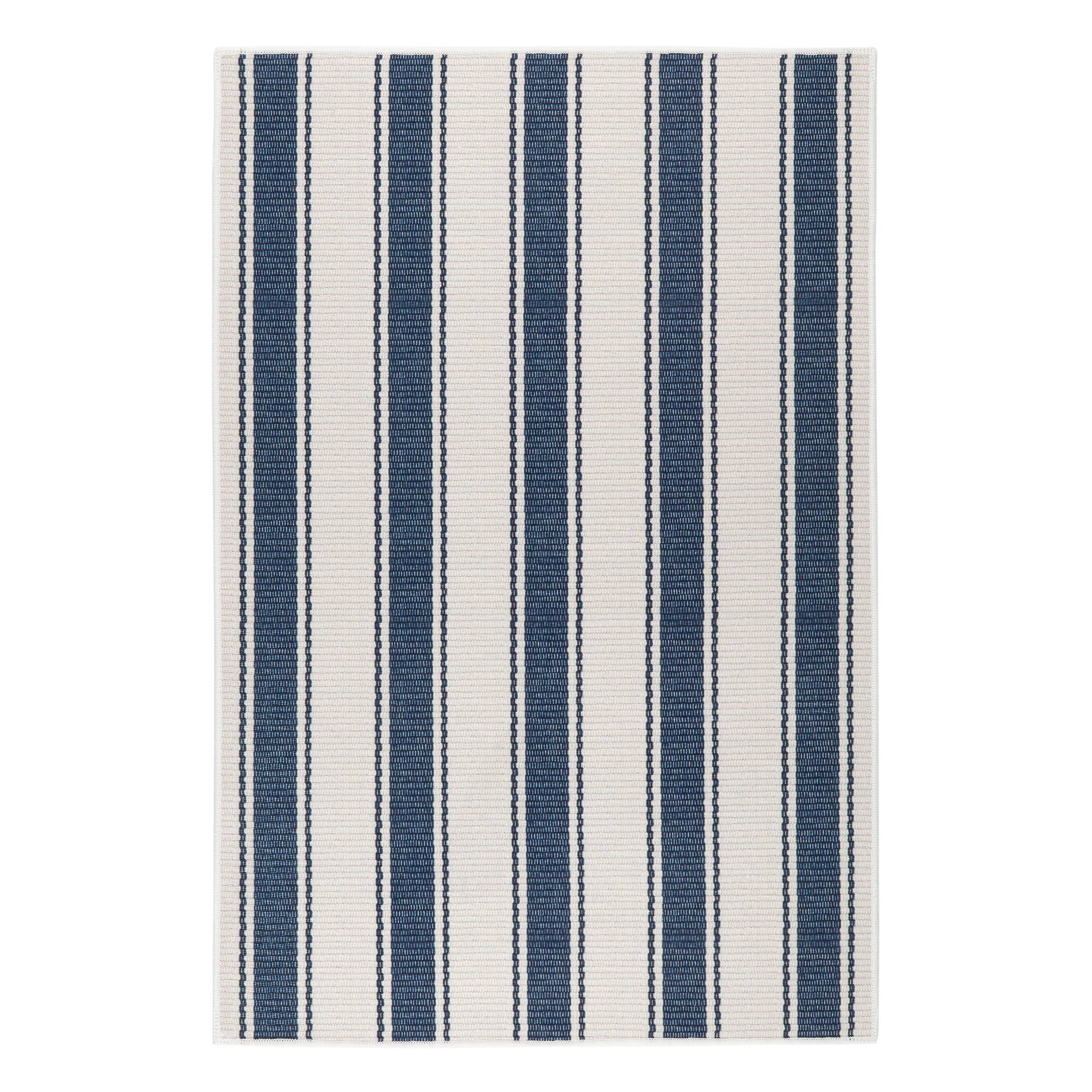 Awning Stripe Machine Washable Rug | Blue | Annie Selke