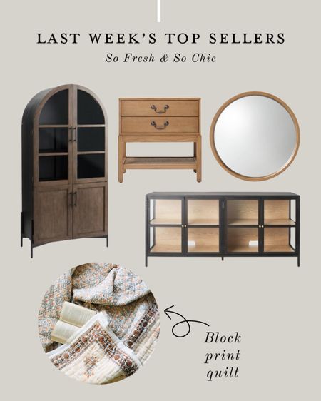 Last week’s top sellers!
-
Target Studio McGee Threshold - media console with glass doors - TV stand with glass doors - arched wood cabinet - library cabinet - World Market - Indian block print quilt Etsy - large round wood framed mirror - wood nightstand - accent table - bedroom furniture - living room furniture - affordable home decor

#LTKFind #LTKhome #LTKsalealert