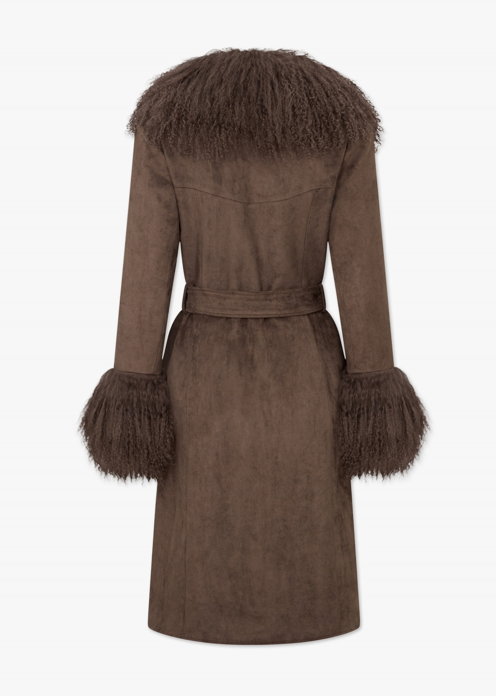 Penny II 70’s Greige Mongolian Lambswool Longline Coat | Daniel Footwear (UK)