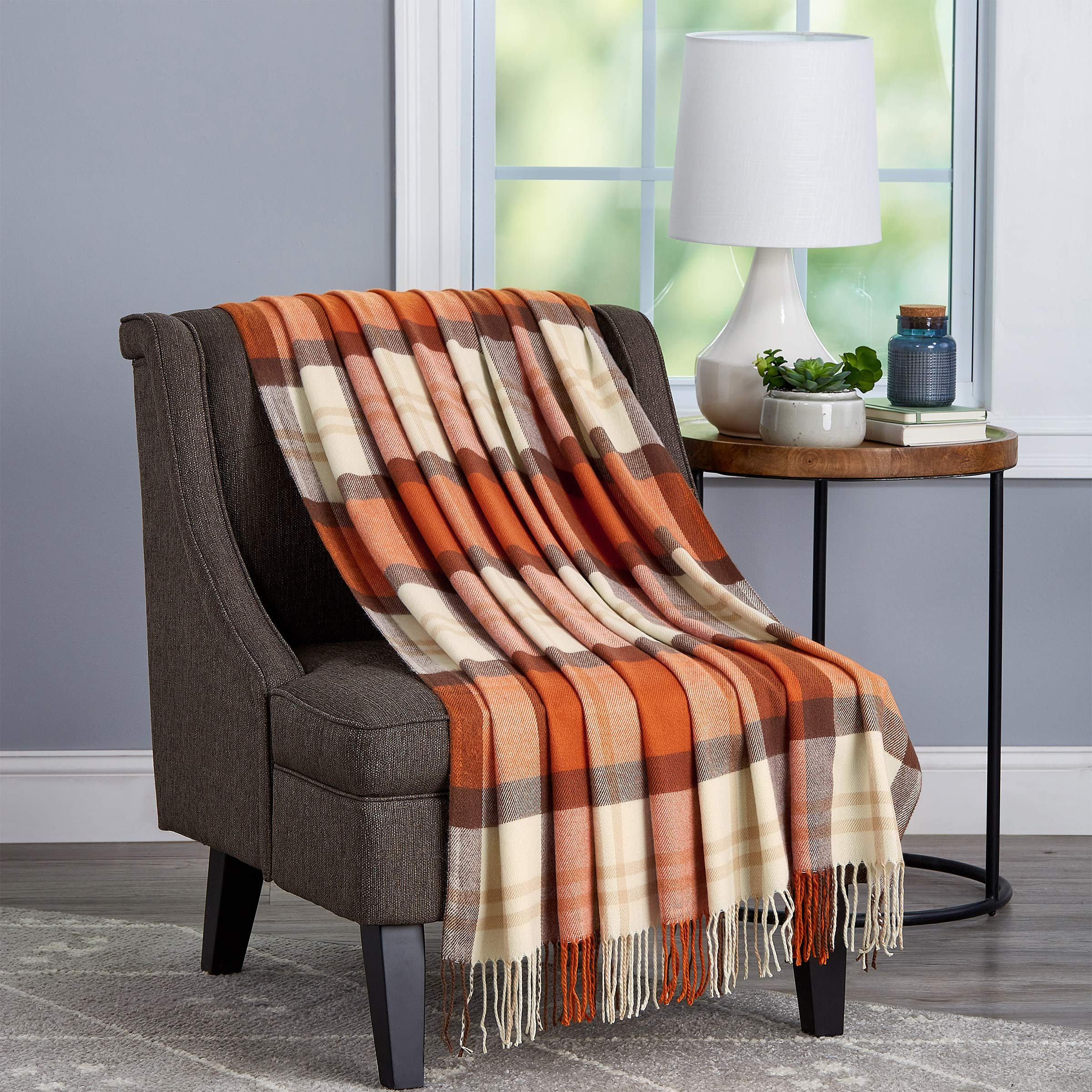 BH Oversized Acrylic Plaid Throw Spice Plaid | Amazon (US)