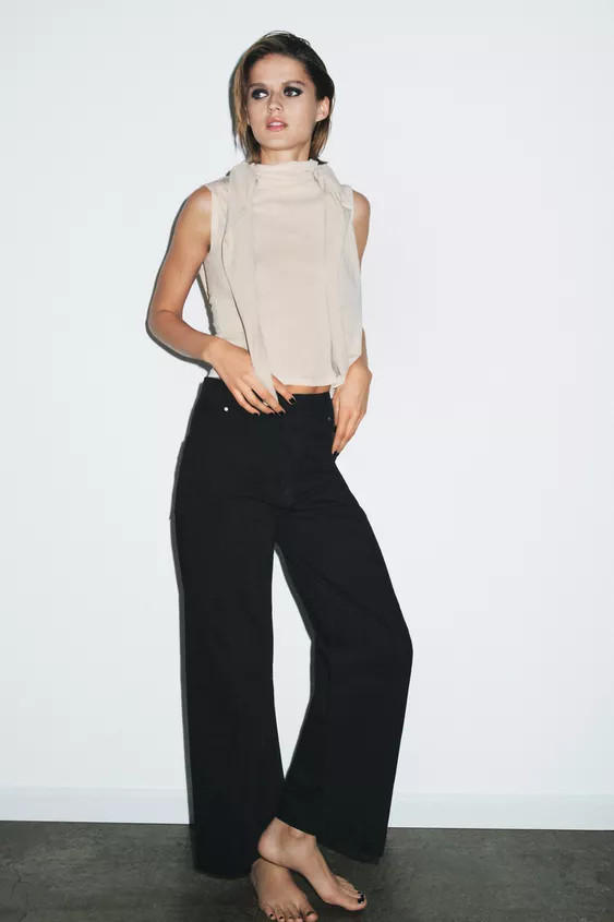 ZW COLLECTION HIGH WAIST WIDE LEG JEANS | Zara Canada