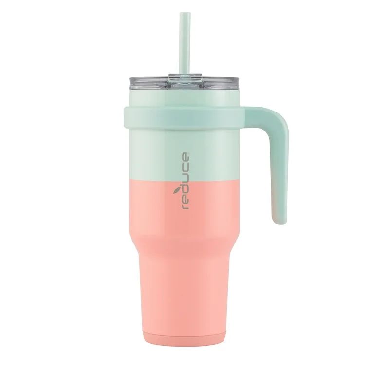 Reduce Vacuum Insulated Stainless Steel Cold1 Tumbler with Handle, Lid, and Straw, Peachy Mint, 4... | Walmart (US)
