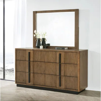 6-Drawer Dresser And Mirror Ash Brown | Wayfair North America