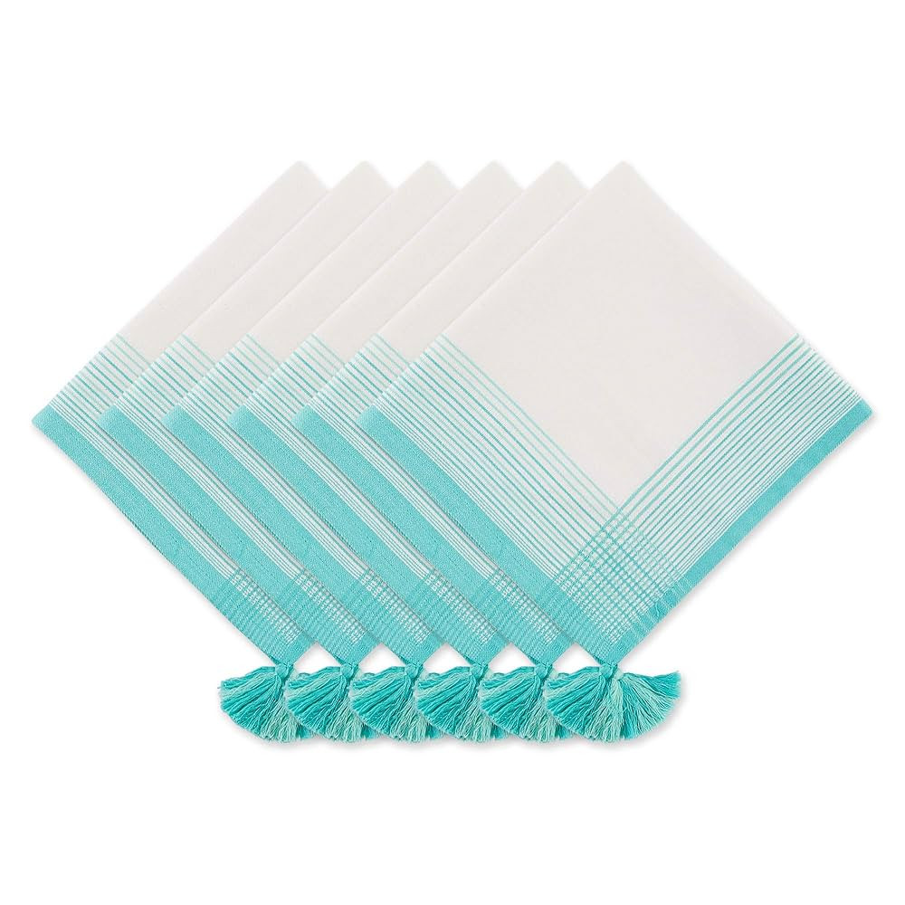 DII Seashore Collection Beach House Décor, Napkin Set, 20x20, Turquoise Tassel, 6 Piece | Amazon (US)